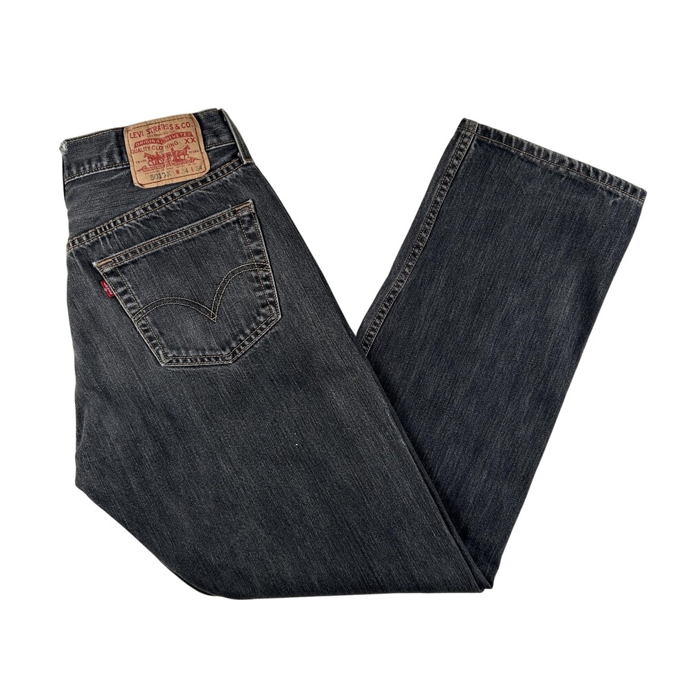Levis 501XX Jeans Mens 31x30 Charcoal Gray Denim Straight Button Fly Irregular